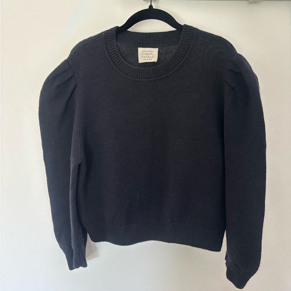 Loeffler Randall Puff Sleeve Sweater, Black, medium